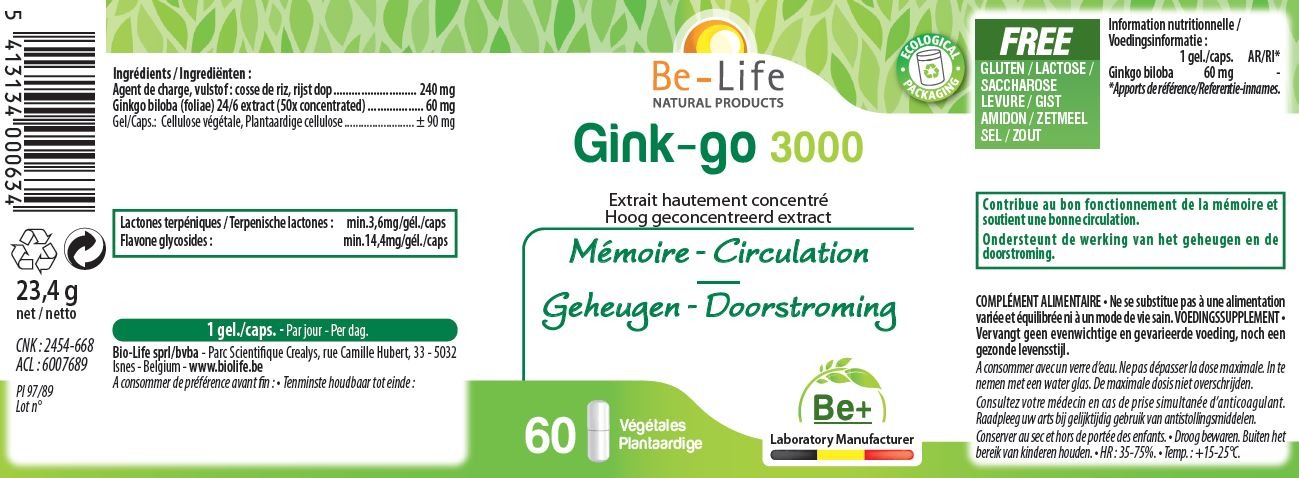 Ginkgo 60 Gél. BE-LIFE